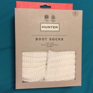 Hunter BNIB white cardigan short boot socks L 8-10